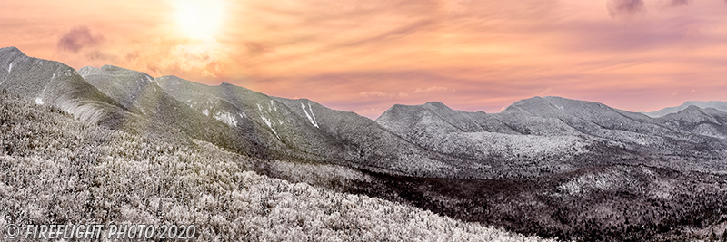 Landscape;Panoramic;Pan;New Hampshire;NH;Snow;Frost;sunset;sun;Kancamagus;Pass;NH