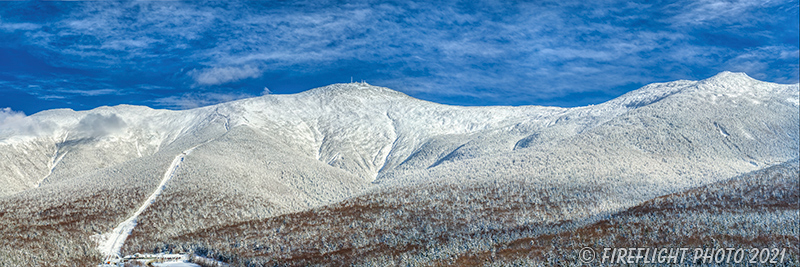 Landscape;Panoramic;Pan;New Hampshire;NH;Winter;Snow;clouds;Mt Washington;Presidential Range