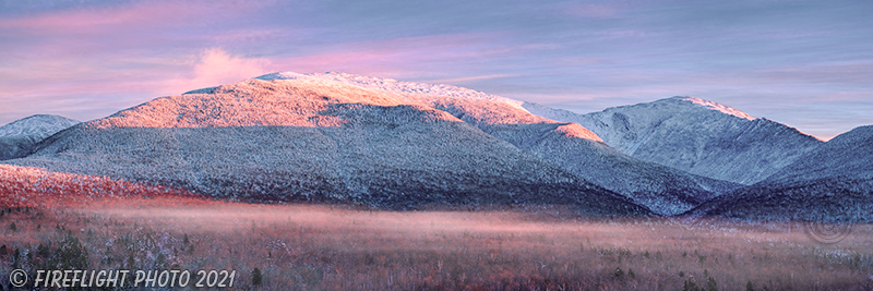 Landscape;Panoramic;Pan;New Hampshire;NH;Winter;Snow;clouds;Mt Washington;Presidential Range