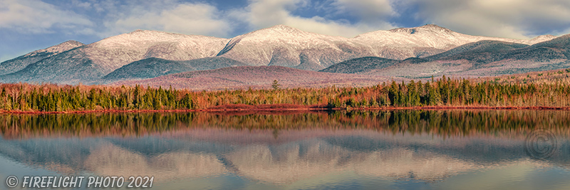 Landscape;Panoramic;Pan;New Hampshire;NH;Winter;Snow;clouds;Mt Washington;Presidential Range