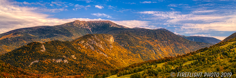 Landscape;Panoramic;Pan;New Hampshire;NH;Foliage;Sky;Lafayette;Notch;NH;Drone