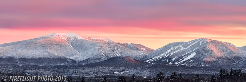 Landscape;Panoramic;Pan;New Hampshire;NH;Winter;Snow;Sunset;Lafayette Mtn;Cannon Mtn