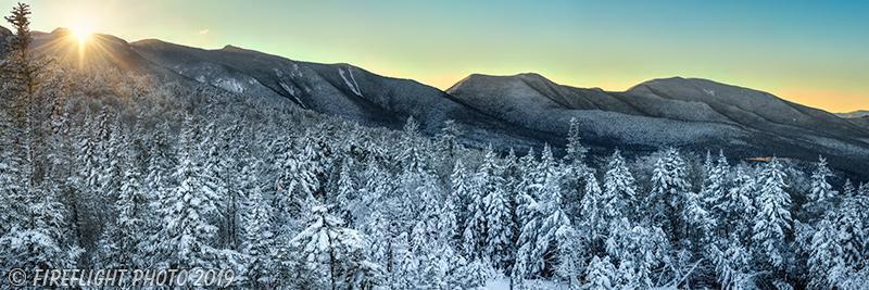 Landscape; Panoramic; Pan; New Hampshire; NH; Winter; Snow; Sunset; Kancamagus; New Hampshire; NH
