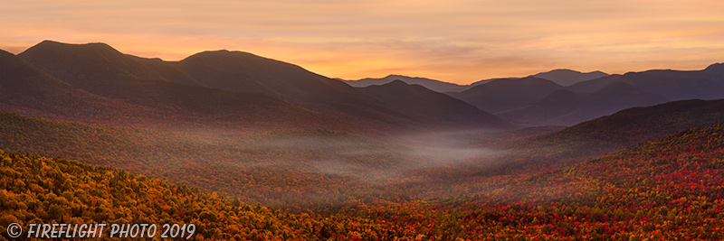 Landscape;Panoramic;Pan;New Hampshire;NH;fall;foliage;Sunset;Kancamagus Pass;Drone