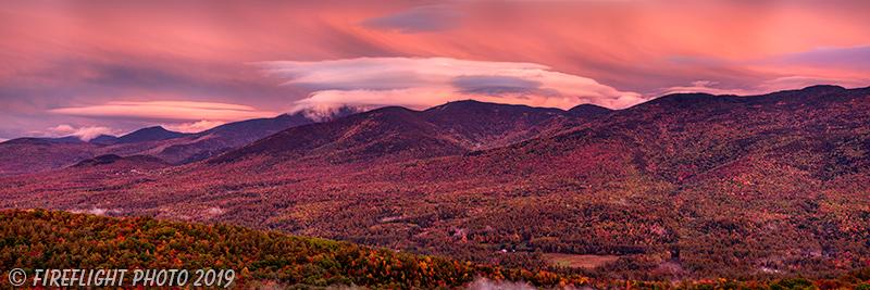 Landscape;Panoramic;Pan;forest;foliage;mountains;kinsman;Franconia;trees;fall;Lafayette;NH;Drone