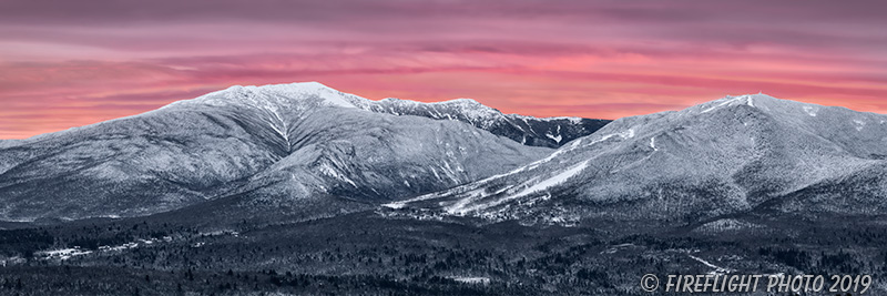 Landscape;Panoramic;Pan;New Hampshire;NH;Winter;Snow;Sunrise;Lafayette Mtn;Cannon Mtn