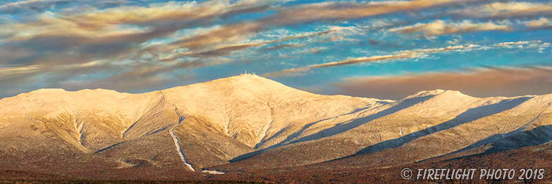 Landscape;Panoramic;Pan;New Hampshire;NH;Winter;Snow;Sunset;Mt Washington;Presidential Range