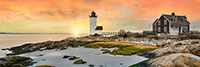 Landscape;Panoramic;Pan;Massachusetts;MA;Winter;Lighthouse;Sunset;Annisquam;Building;rocks;beach
