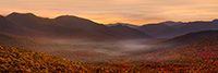 Landscape;Panoramic;Pan;New-Hampshire;NH;fall;foliage;Sunset;Kancamagus-Pass;Drone