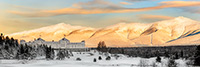 Landscape;Panoramic;Pan;Mountain;Hotel;Mount-Washington;Mt-Washington;New-Hampshire;Winter;Snow;Sunset
