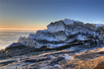 frozen-rocks;Maine;ice;ocean;sunrise;rocks;Photo-to-art;art;landscape;artwork;Sunrise;Moon