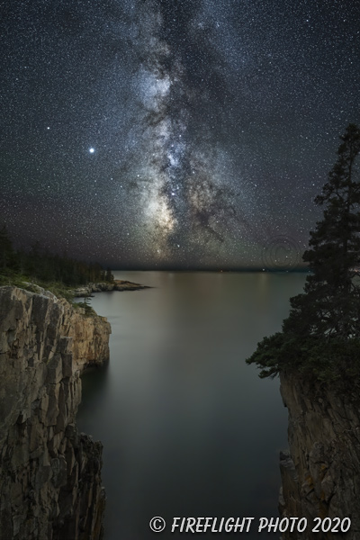 Landscape;Maine;ME;stars;Milky Way;cliffs;ocean;Trees;night;rocks;Z7