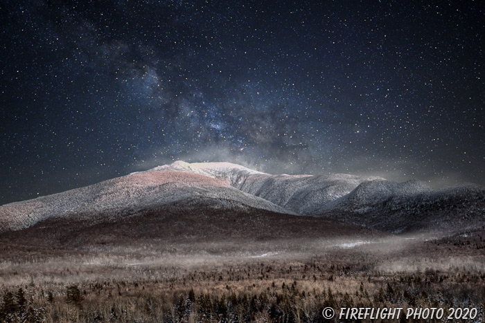 Landscape;Panoramic;Pan;New Hampshire;NH;Snow;stars;Milky Way;mountains;mountain;Lafayette;NH