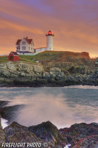 lighthouse;sunset;Cape Neddick;Maine;Photo to art;art;landscape;artwork;rocks;ocean