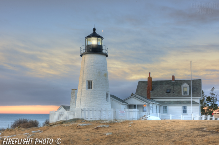 Lighthouse;Maine;Light;Headlight;Pemaquid;rocks;Photo to art;art;landscape;building;artwork;Sunrise;Moon
