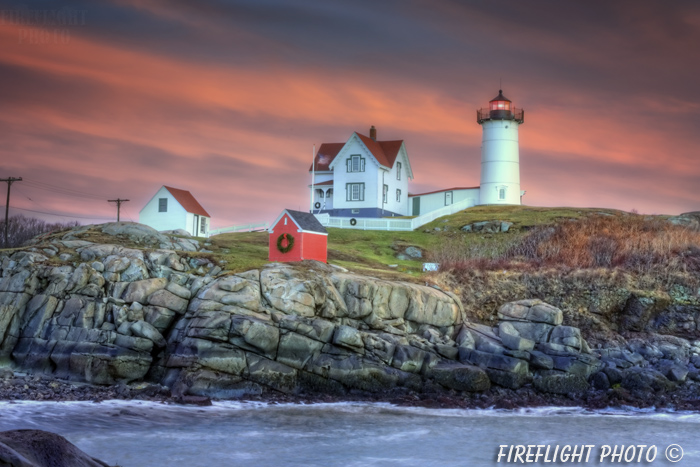 lighthouse;sunset;Cape Neddick;Maine;Photo to art;art;landscape;artwork;rocks;ocean