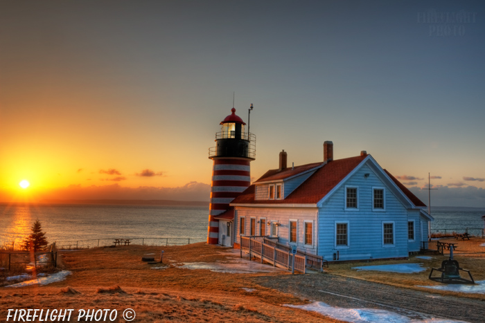 Lighthouse;Maine;Lubec;Light;Headlight;West Quoddy;sunrise;ocean;Photo to art;art;landscape;building;artwork