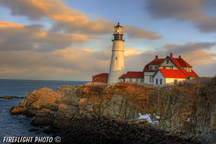 Lighthouse;Maine;Light;Headlight;Portland;sunset;ocean;rocks;Photo to art;art;landscape;building;artwork