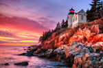 Lighthouse;Maine;Light;Headlight;Acadia;rocks;Photo-to-art;art;landscape;building;artwork;Sunset