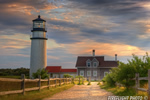 Lighthouse;Highland;North-Truro;Massachusetts;Light;Headlight;fence;sunset;Photo-to-art;art;landscape;building;artwork
